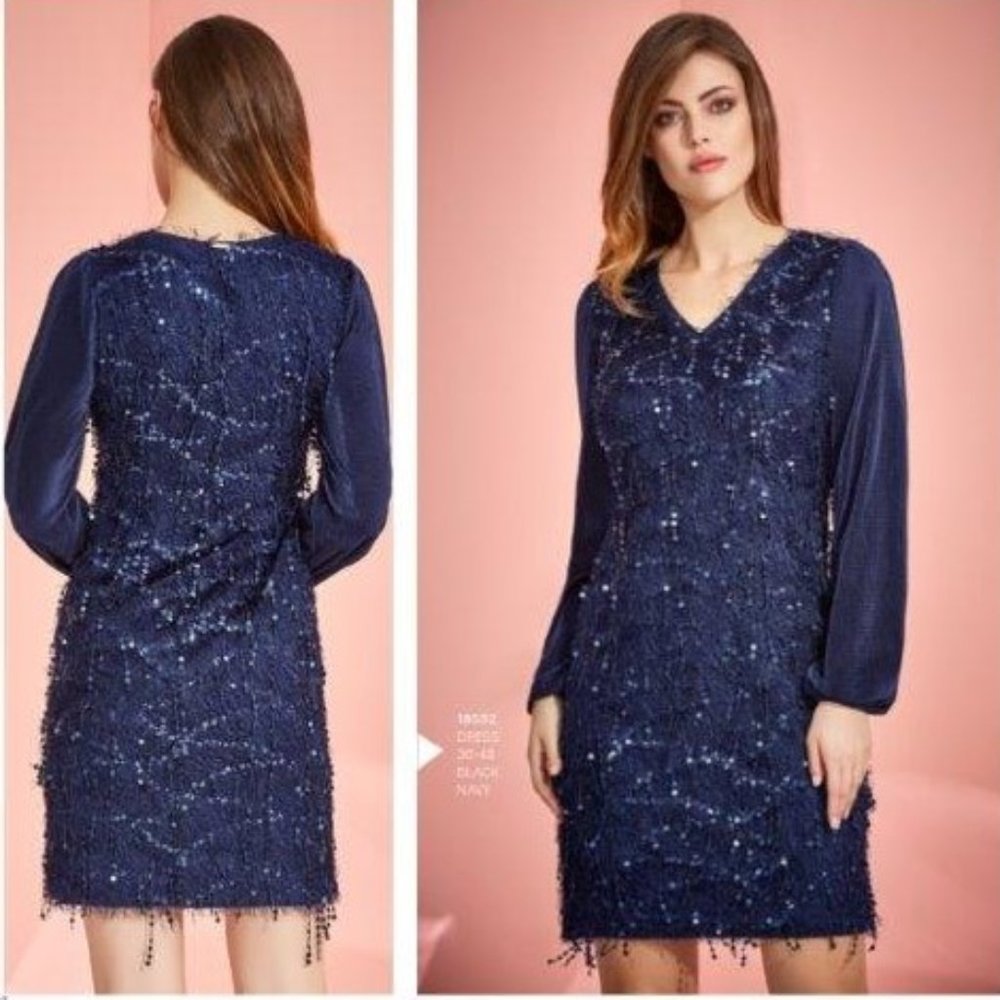 Evening Dark Navy Dress with sequins